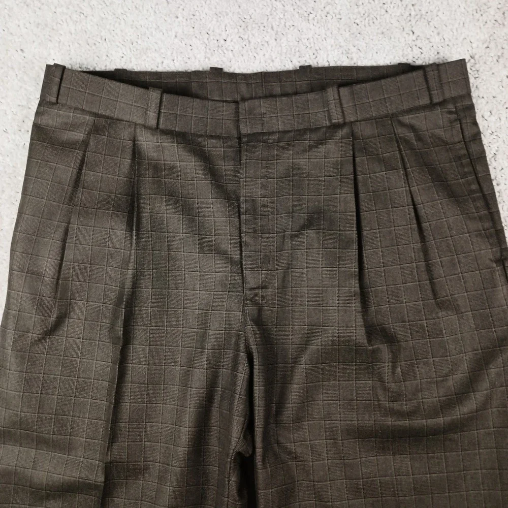 Rare Donear 38R 30W Mens Brown Windowpane Check Scottish Fashion 3 Piece Suit